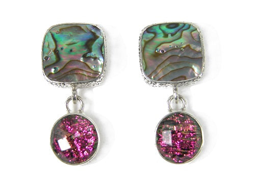 Abalone Dichroic Glass Sterling Silver Earring