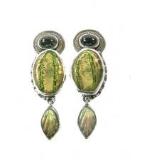 Green Tourmaline Hand Made Glass Sterling Silver Earring