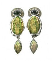 29465 Green Tourmaline Hand Made Glass Sterling Silver Earring