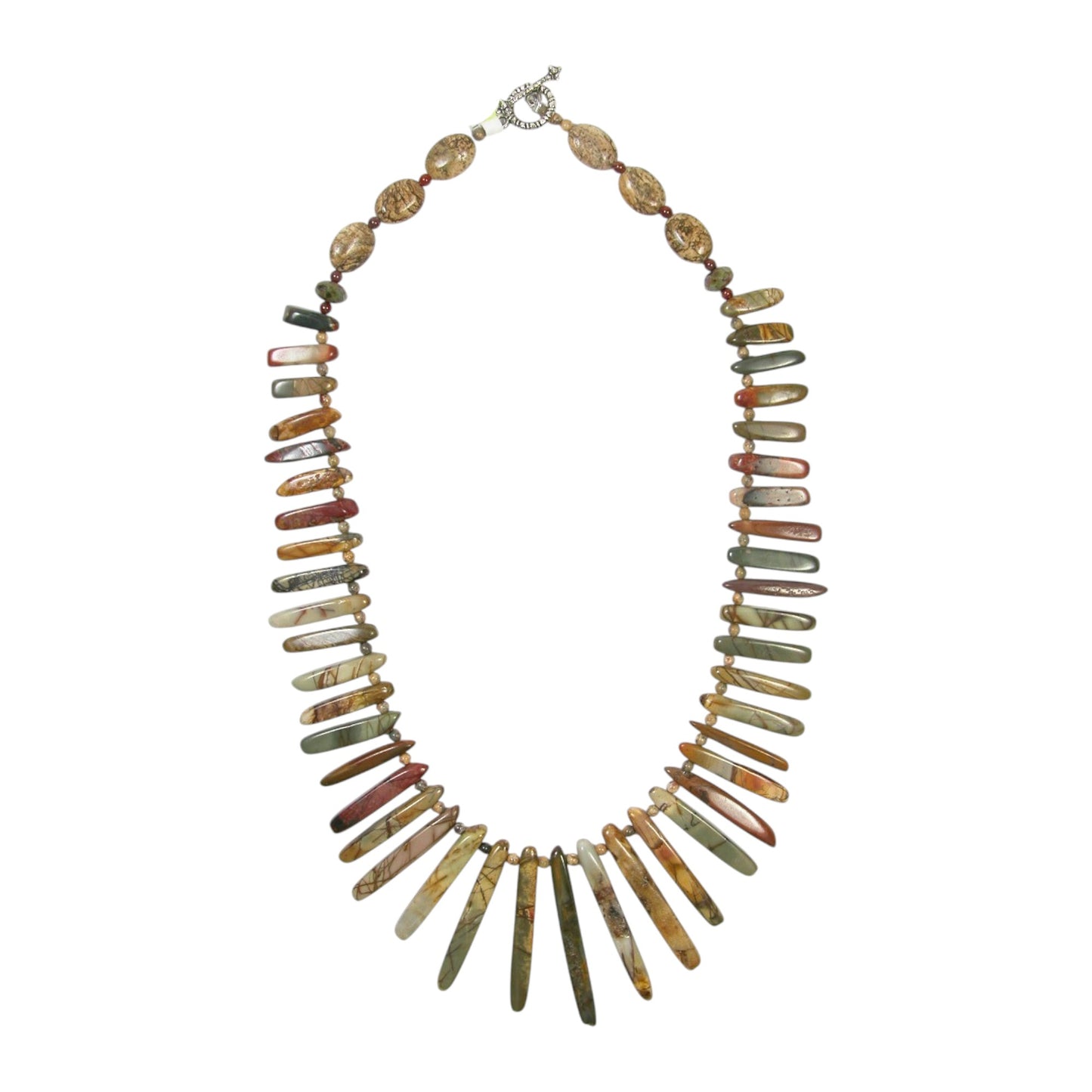 29628A Jasper Slices Sterling Silver Necklace