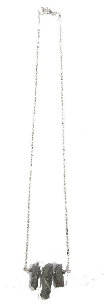 Three Stone Silver Crystal Necklace