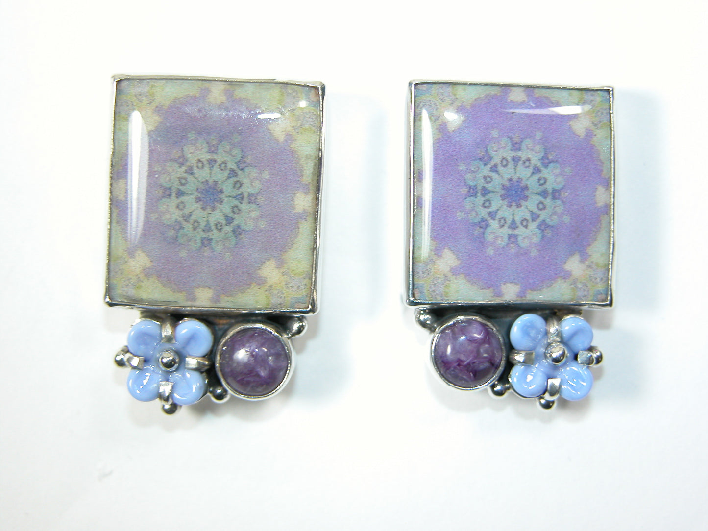 29773 Handmade Tile Sterling Silver Earrings