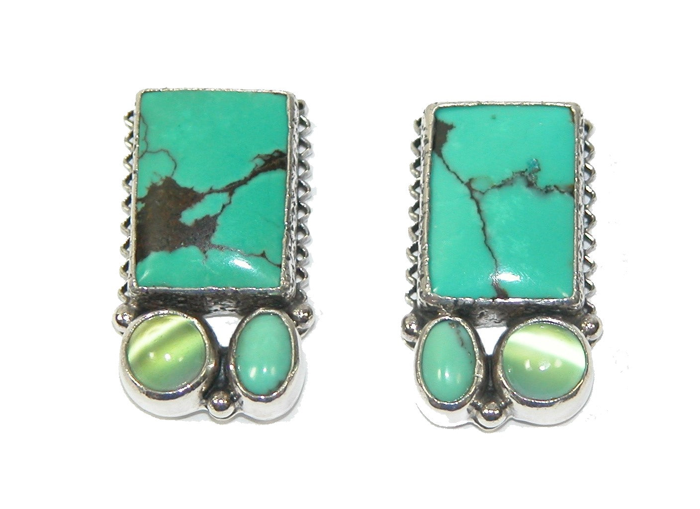 Turquoise Titanium Moonstone Sterling Silver Earring