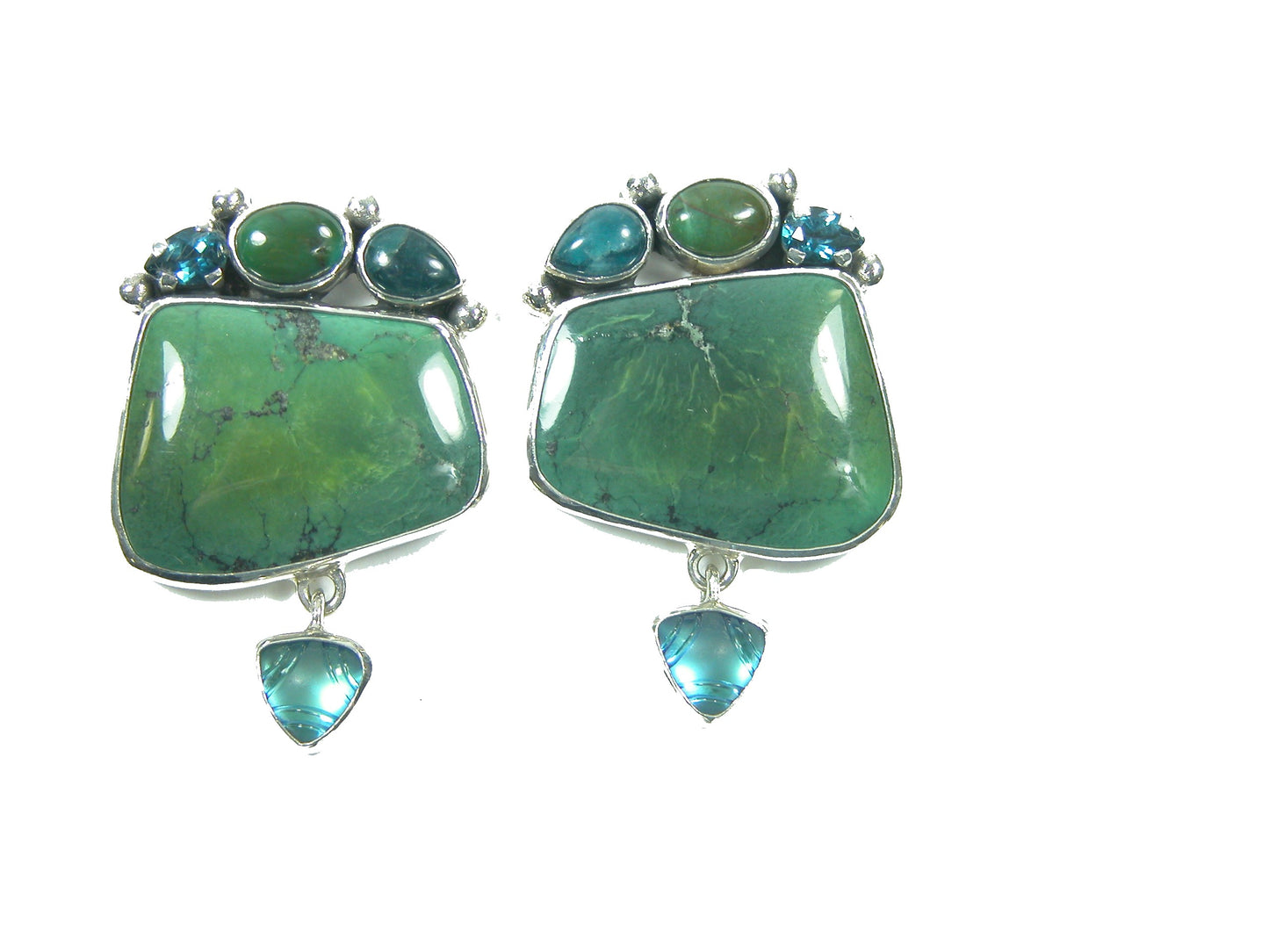 Blue Topaz Turquoise Blue Quartz Sterling Silver Earring