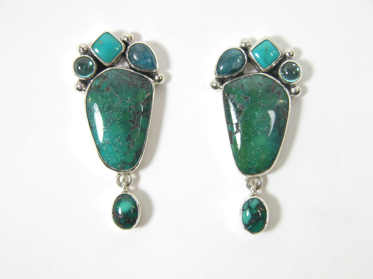 30116 Turquoise Amazonite Blue Topaz Sterling Silver Earring