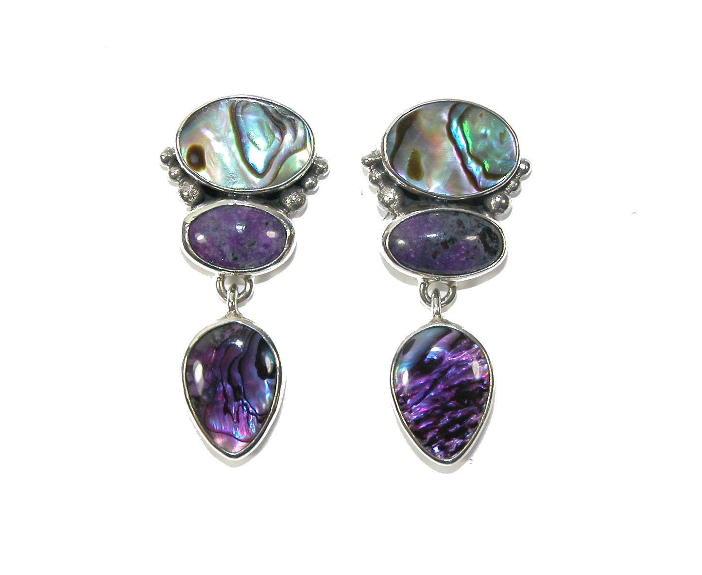30276 Abalone Sugilite Sterling Silver Earring