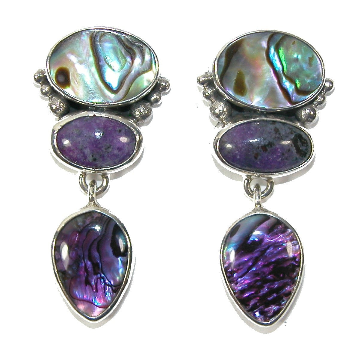 30276 Abalone Sugilite Sterling Silver Earring