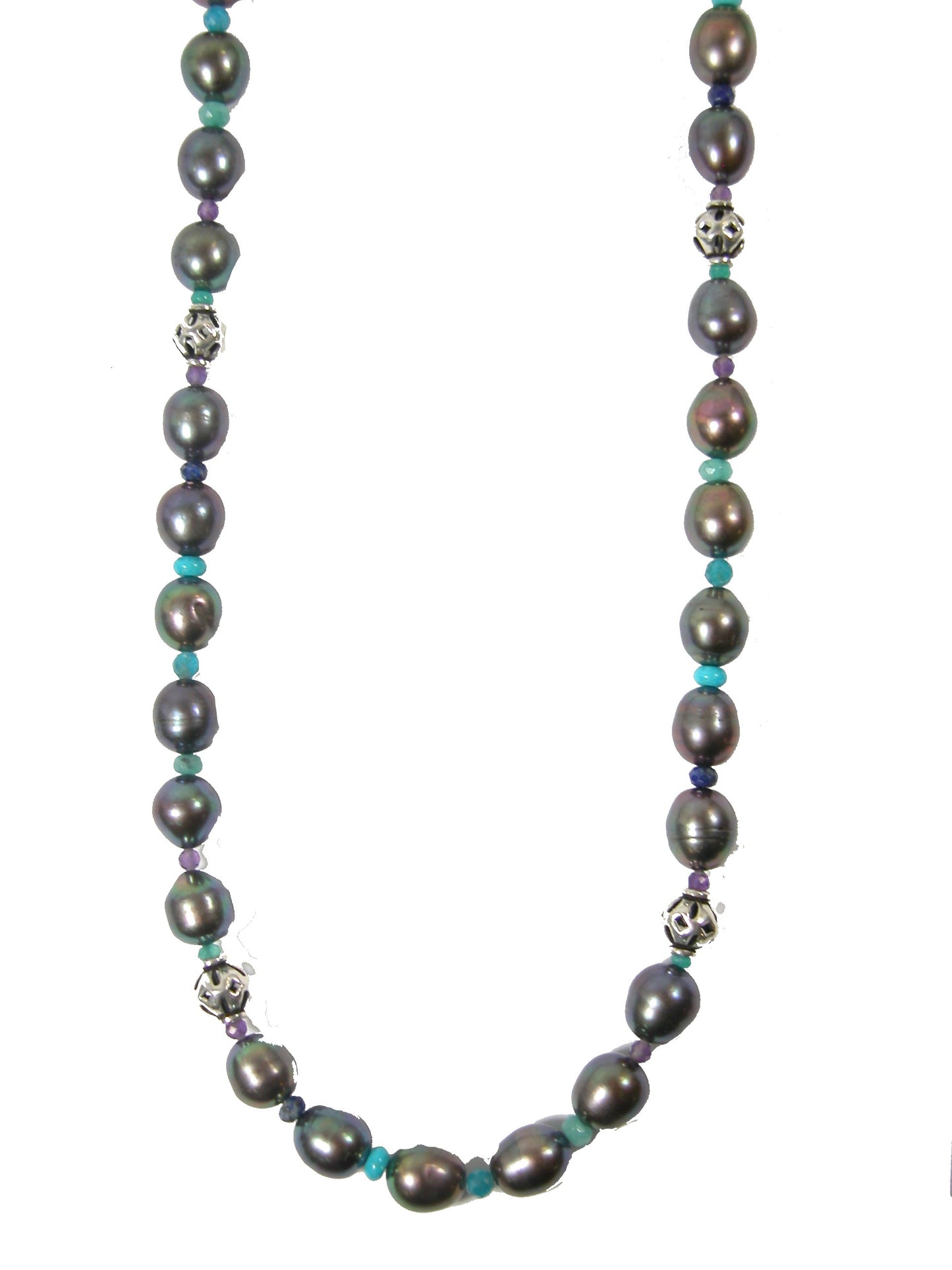30304 Peacock Freshwater Pearl Long Necklace