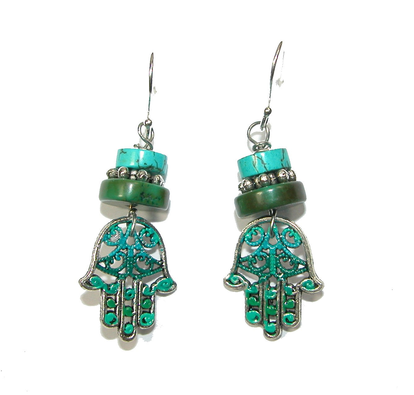 Hand painted Hamsa Hand Enamel Fishhook Earring