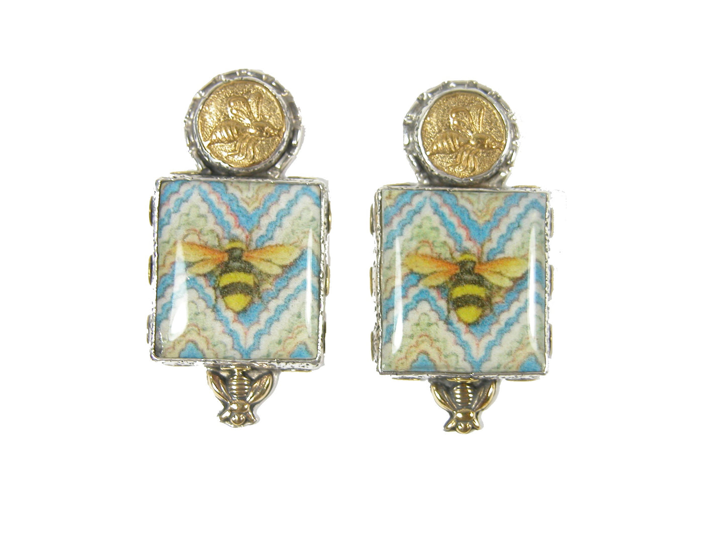 Bee Tile Sterling Silver Earring