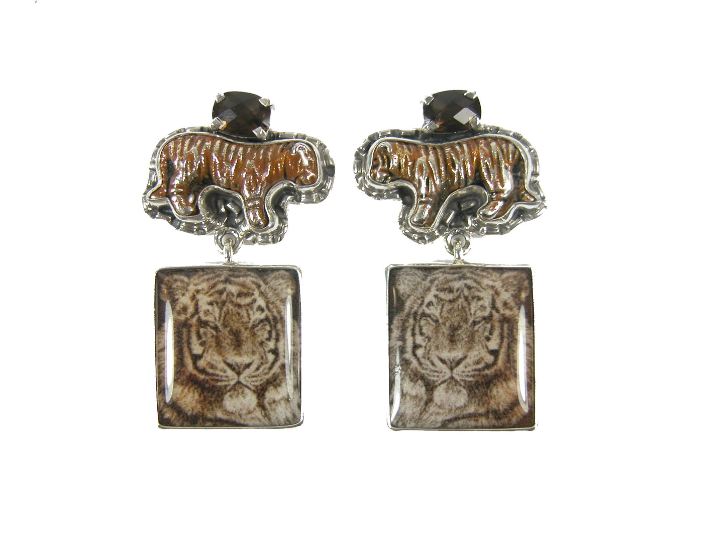 30381 Quartz, Hand Made Tile Sterling Silver Earrings