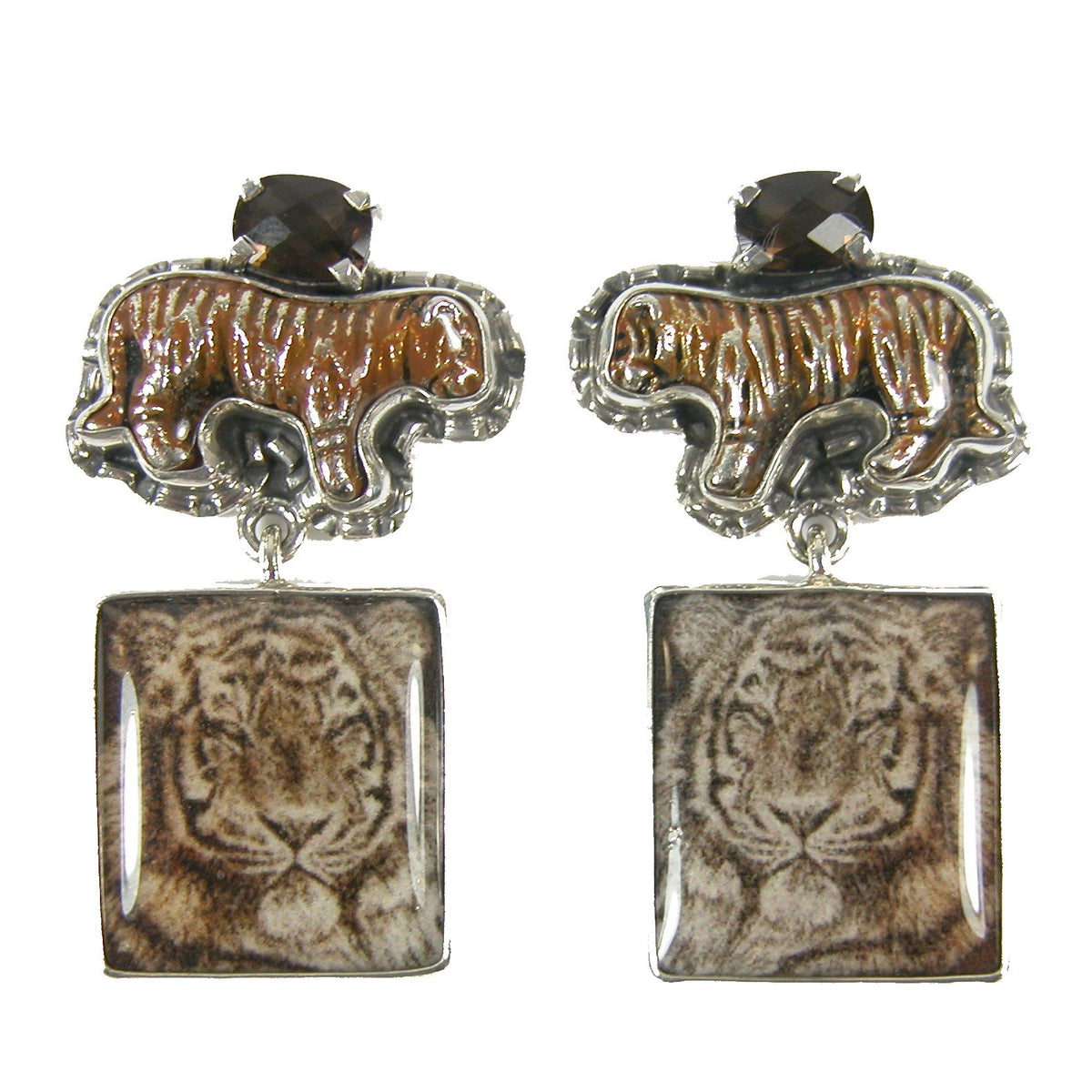 30381L Quartz, Hand Made Tile Sterling Silver Earrings