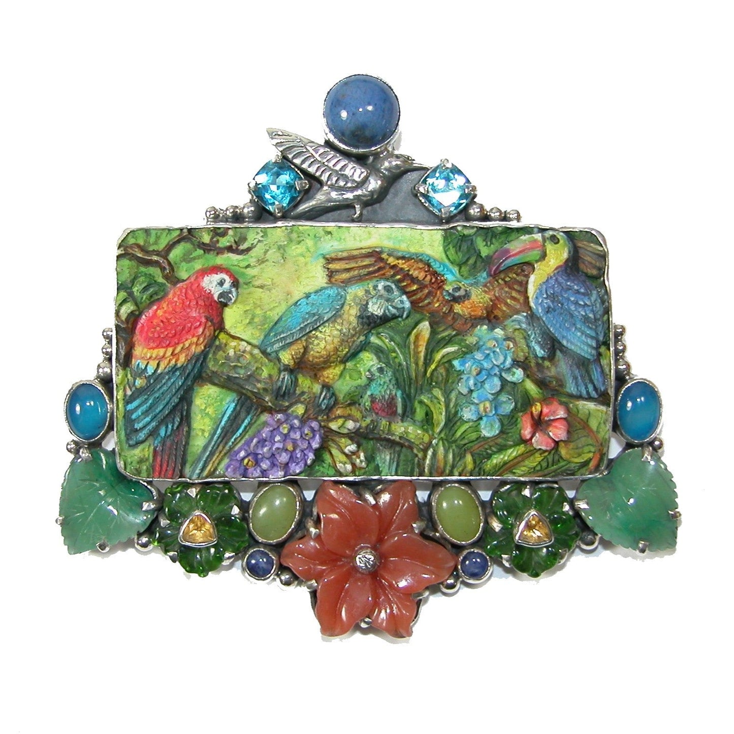 30390 Carved Bird Sterling Silver Pin Pendant