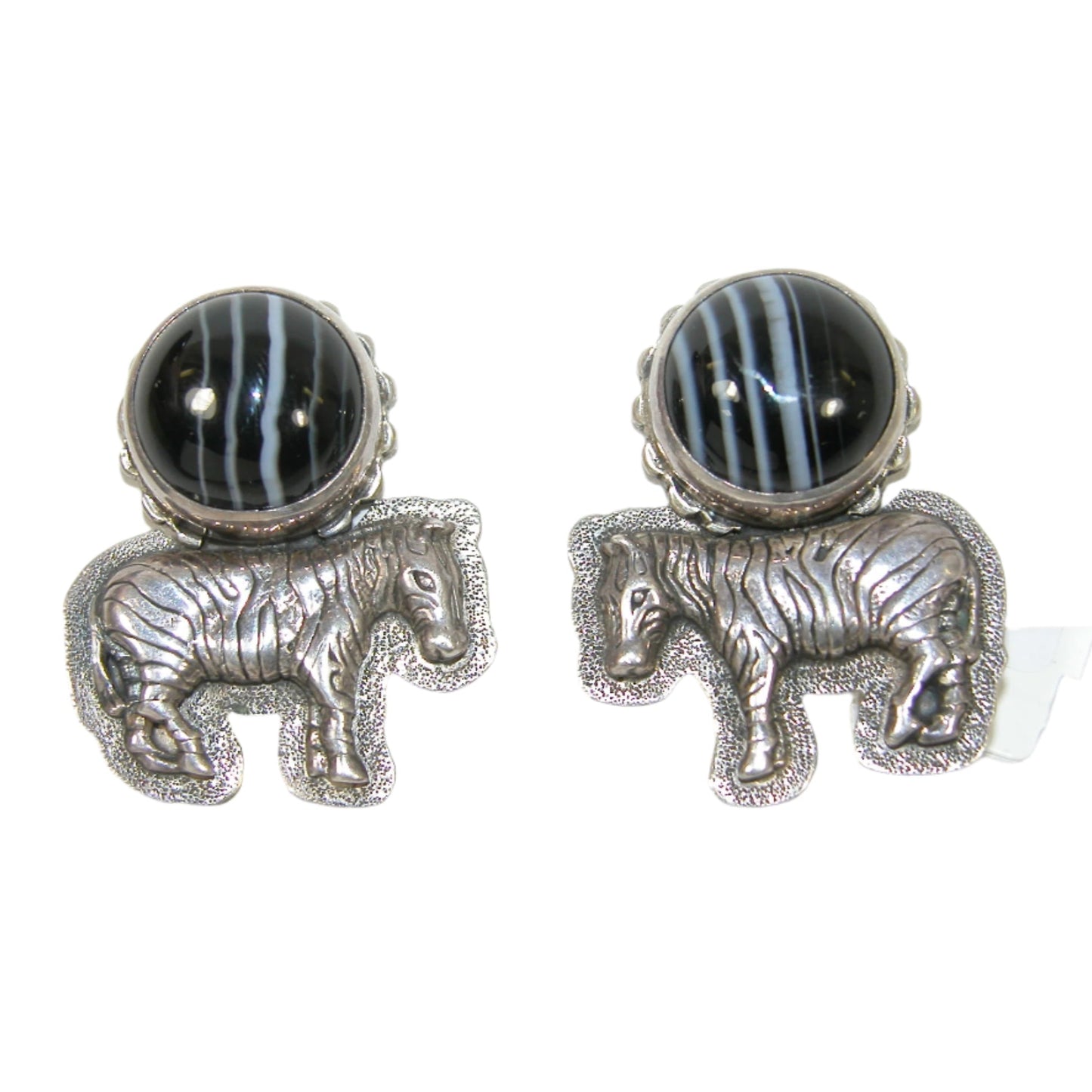 30684 Agate Zebra Sterling Silver Earrings