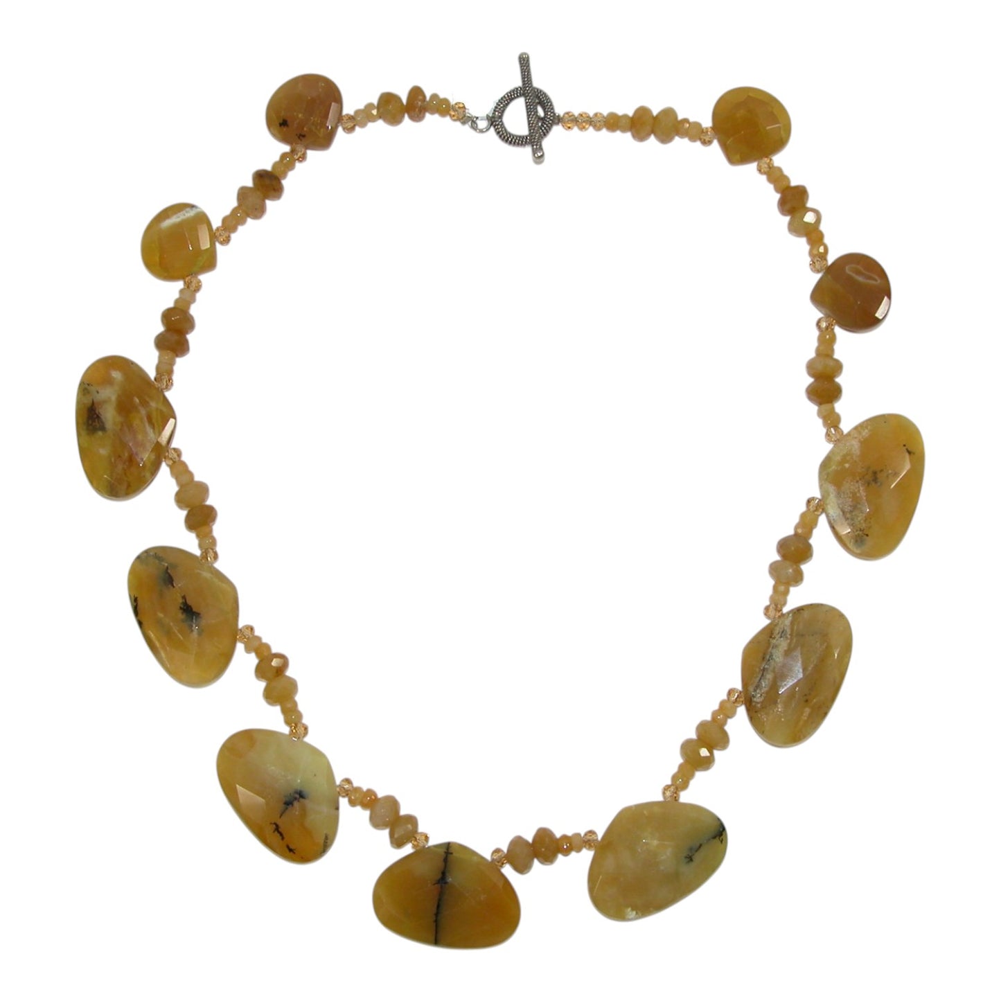 30698 Agate, Crystal Beaded Sterling Silver Necklace