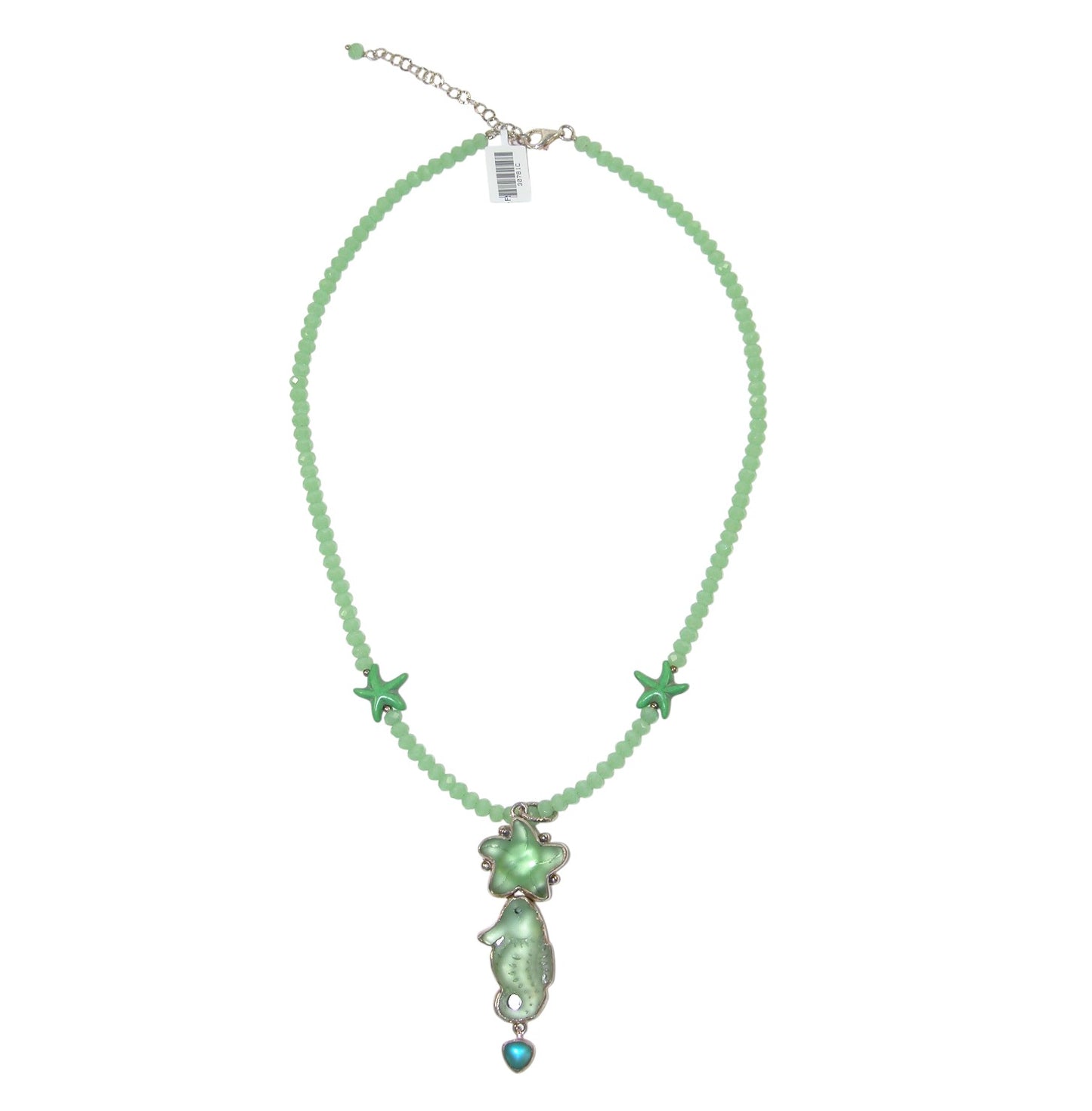 30781C Seahorse Sea Glass Sterling Silver Necklace