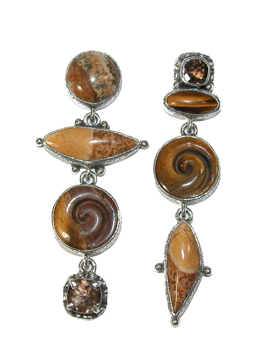Jasper Tiger's Eye Cognac Topaz Earring