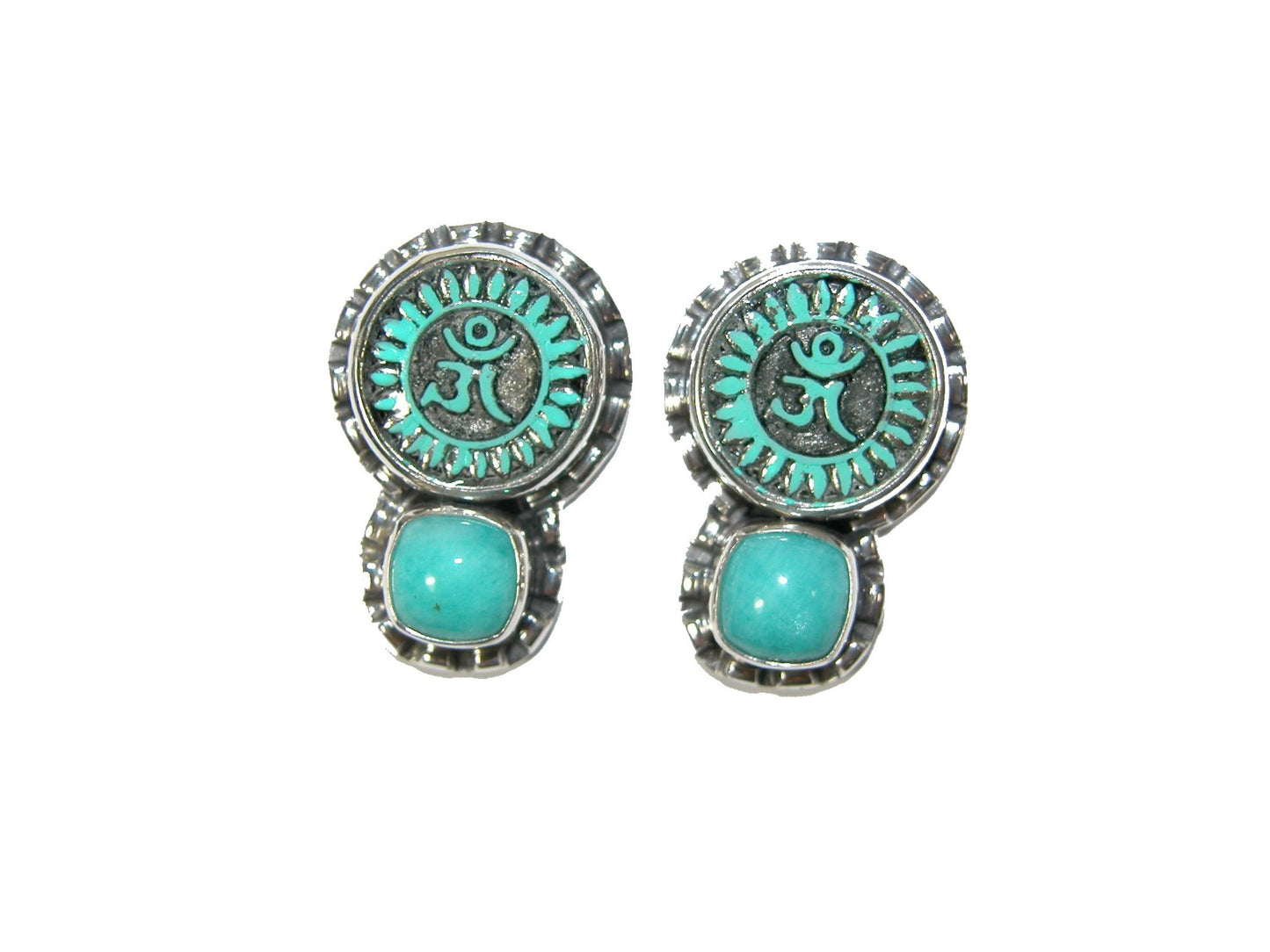 Enamel Zen Amazonite Sterling Silver Earring