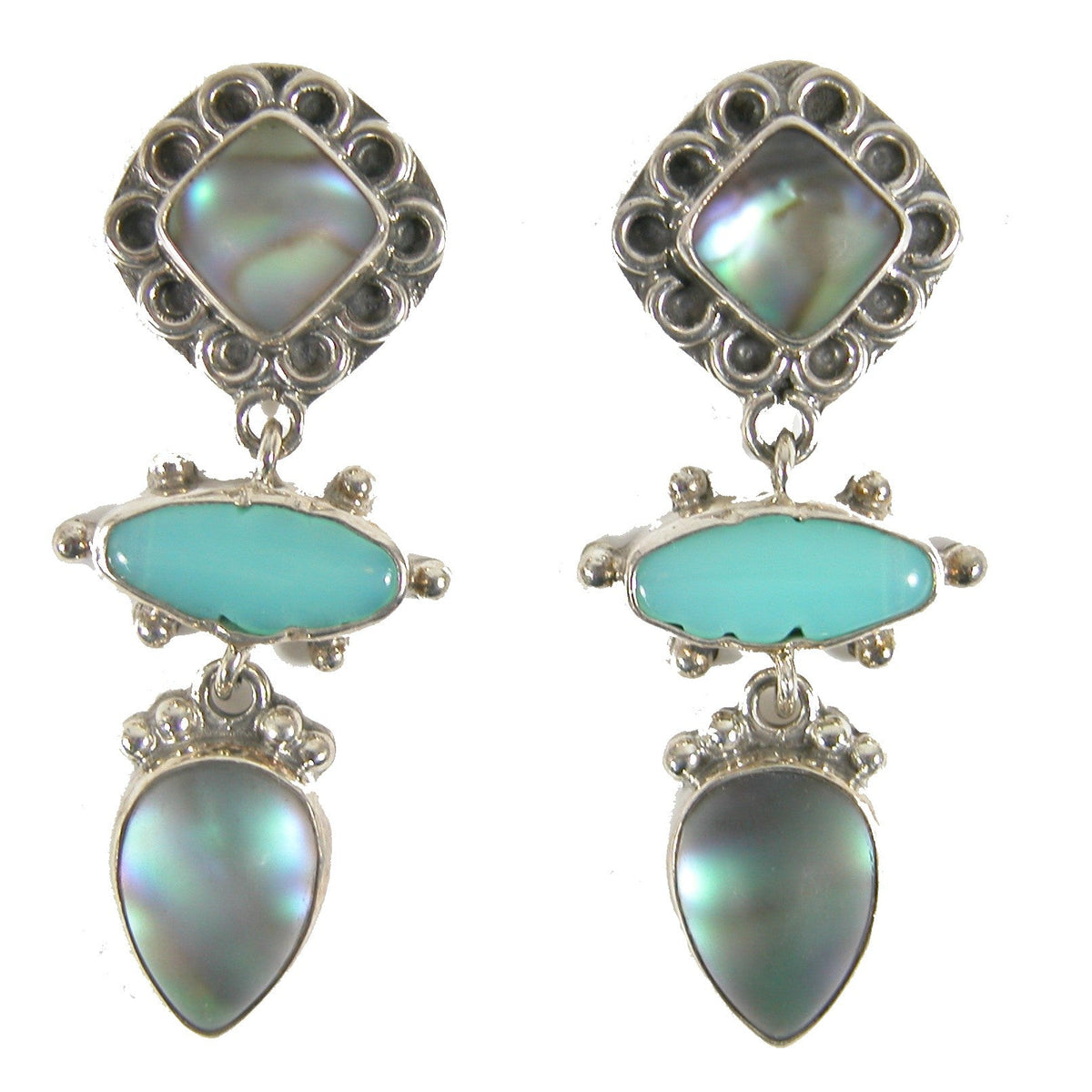 30980 Abalone and Turquoise Sterling Silver Earrings