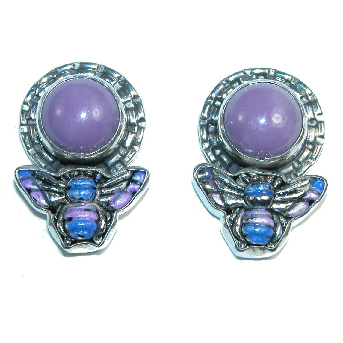 31031 Bee and Phosphosiderite Sterling Silver Earrings