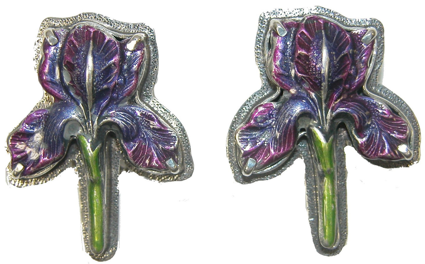 Purple Enamel Iris Sterling Silver Earring