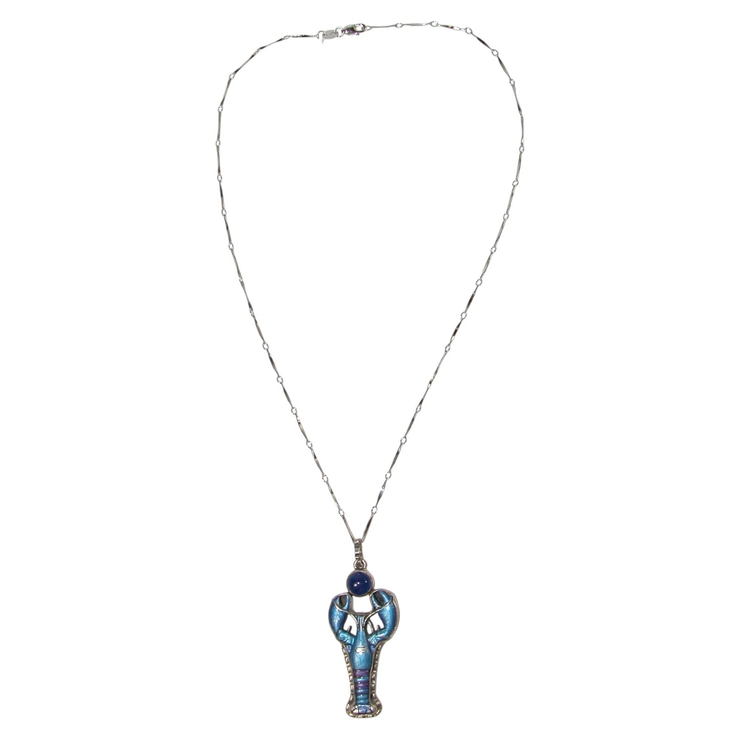 31307 Hand Enameled Lobster Sterling Silver Necklace