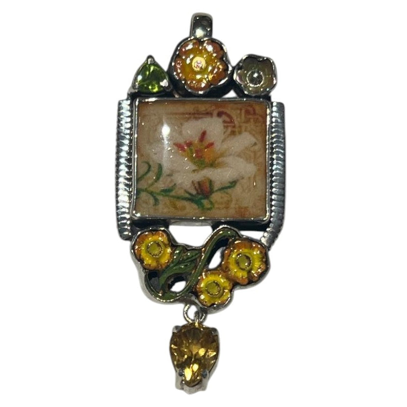 31342 Citrine, Hand Made Tile Sterling Silver Pin and Pendant