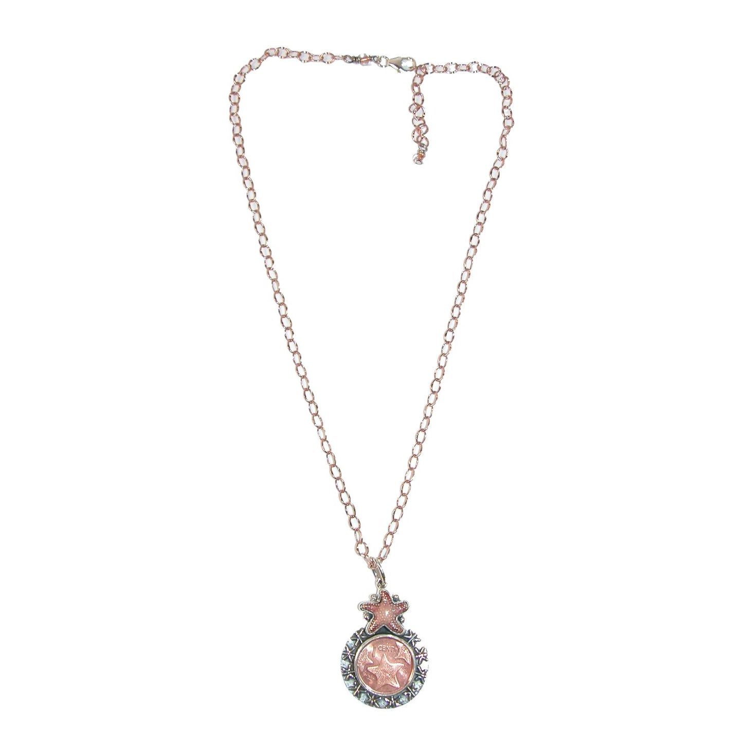 31464 Hand Enameling Starfish Coin Necklace