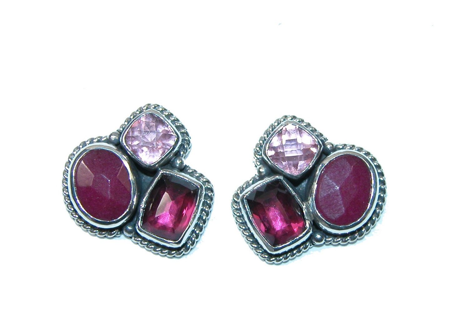Raspberry Quartz Cluster Earring