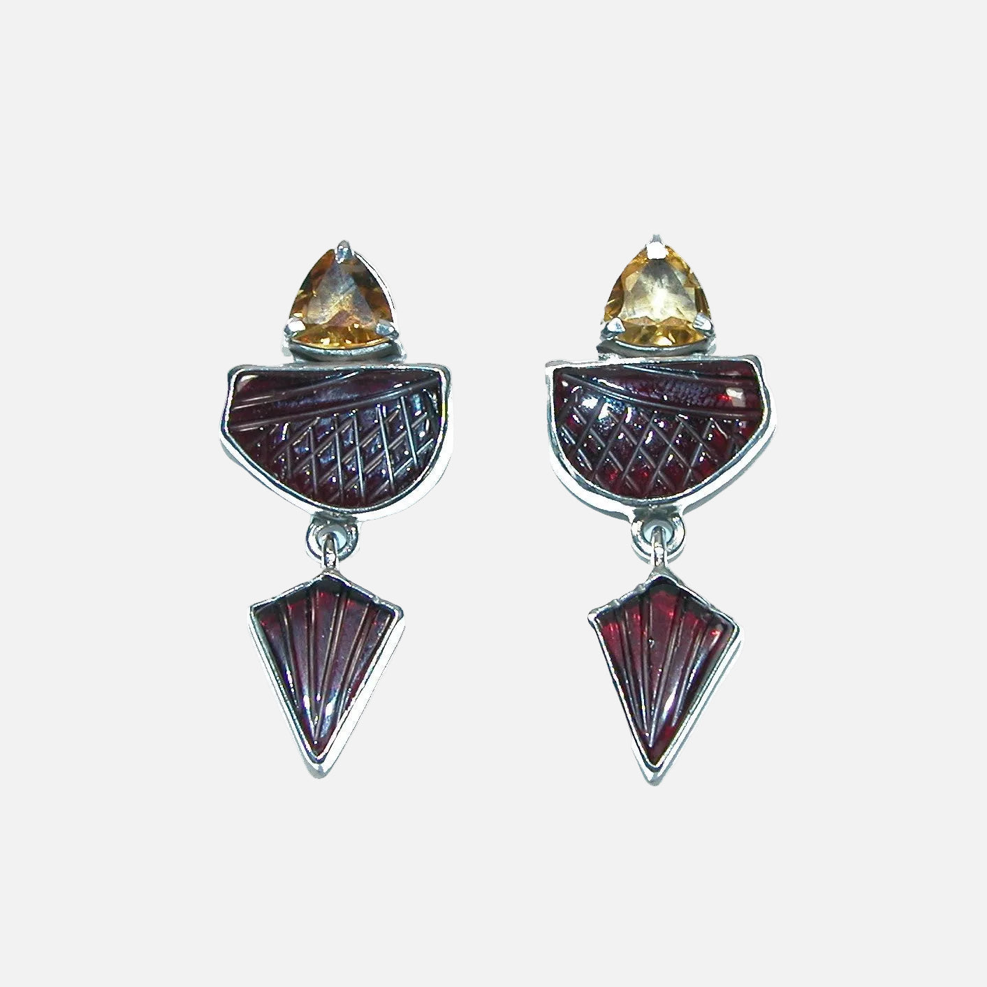 31601 Citrine and Amber Torch Sterling Silver Earrings