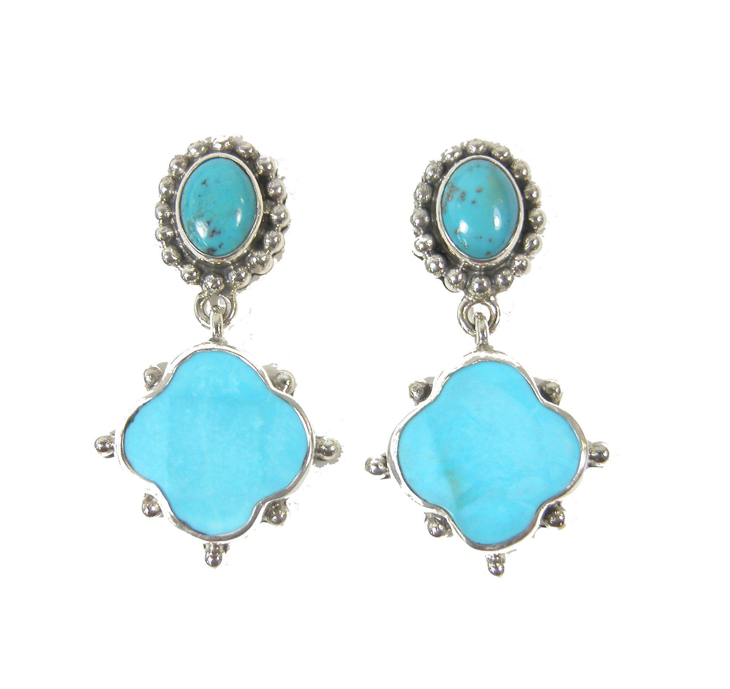 31611 Turquoise Clover Sterling Silver Earrings