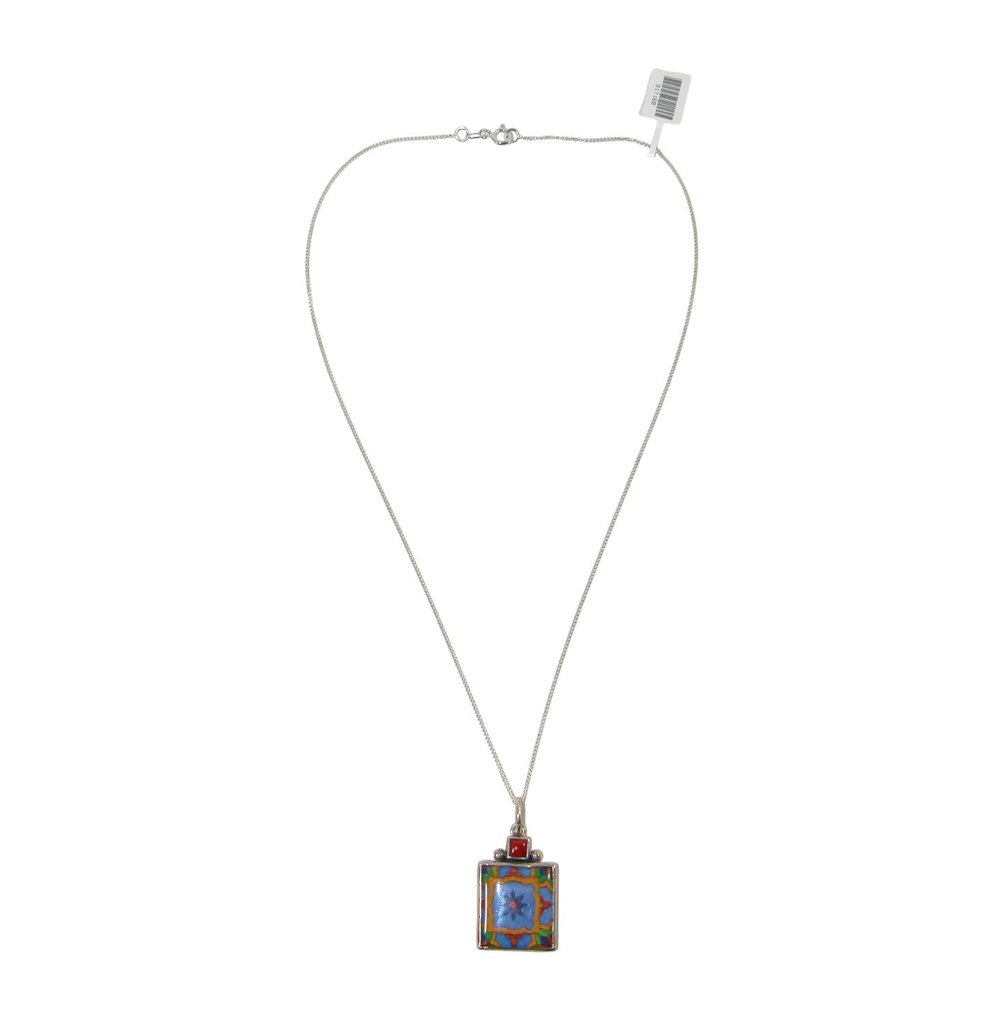 31716B Hand Made Tile Sterling Silver Necklace