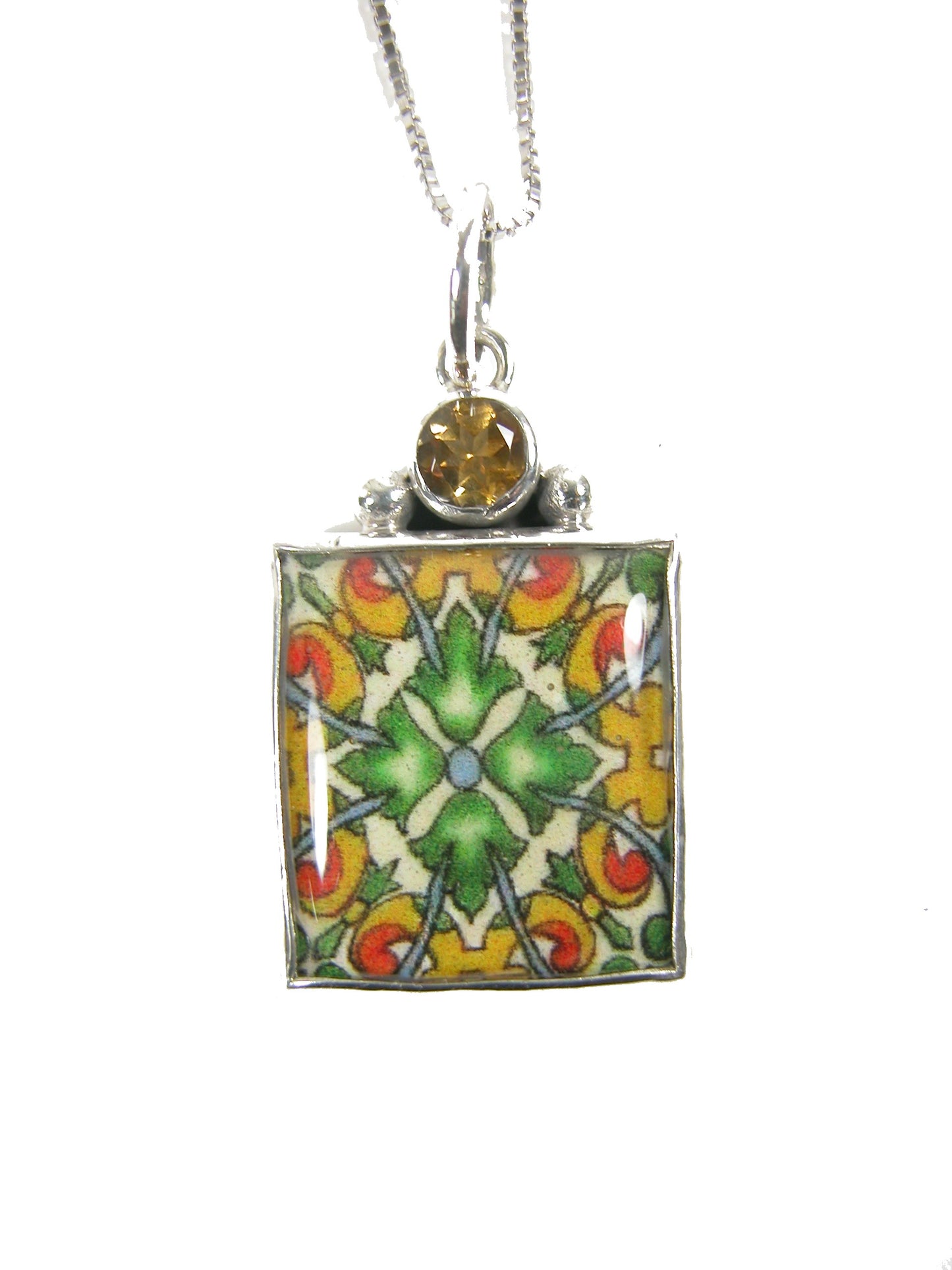 31716E Hand Made Tile Sterling Silver Necklace