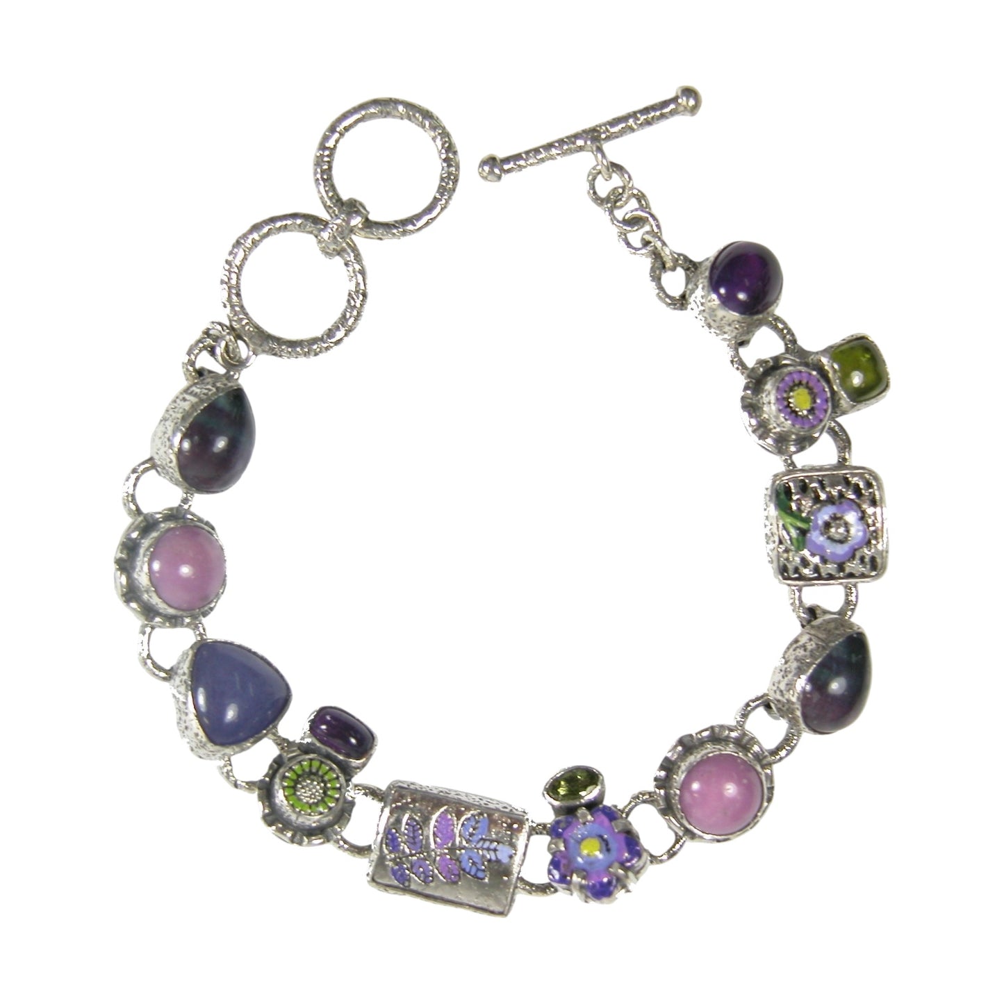31019 Amethyst Peridot Flower Garden Bracelet