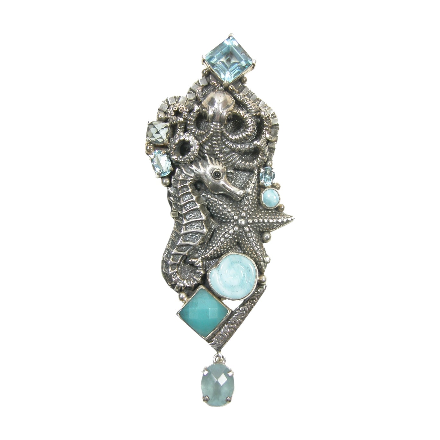 18482 Aquamarine Sealife Pin and Pendant