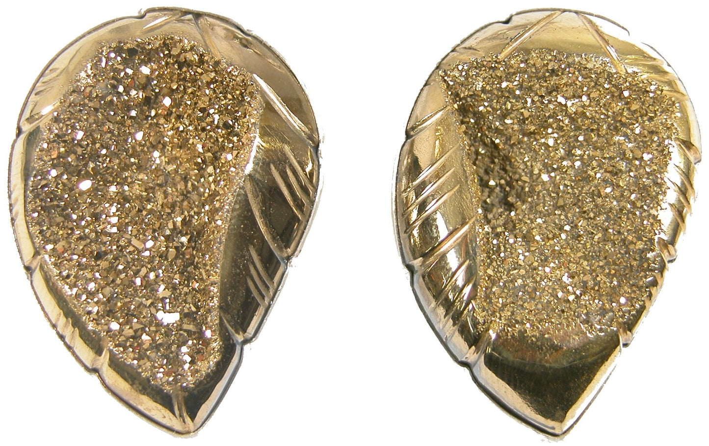 Gold clad Titanium Window Drusy Agate Sterling Siver Earring