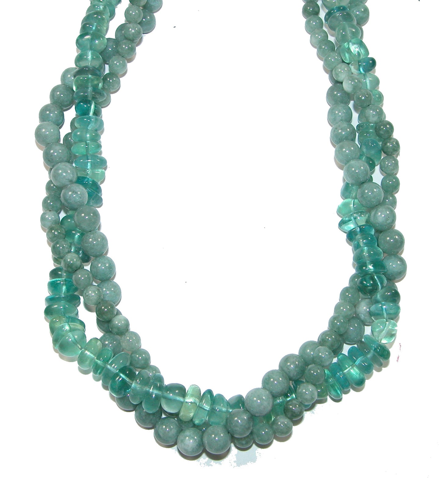 Green Aventurine and Flourite 3 Strand Necklace