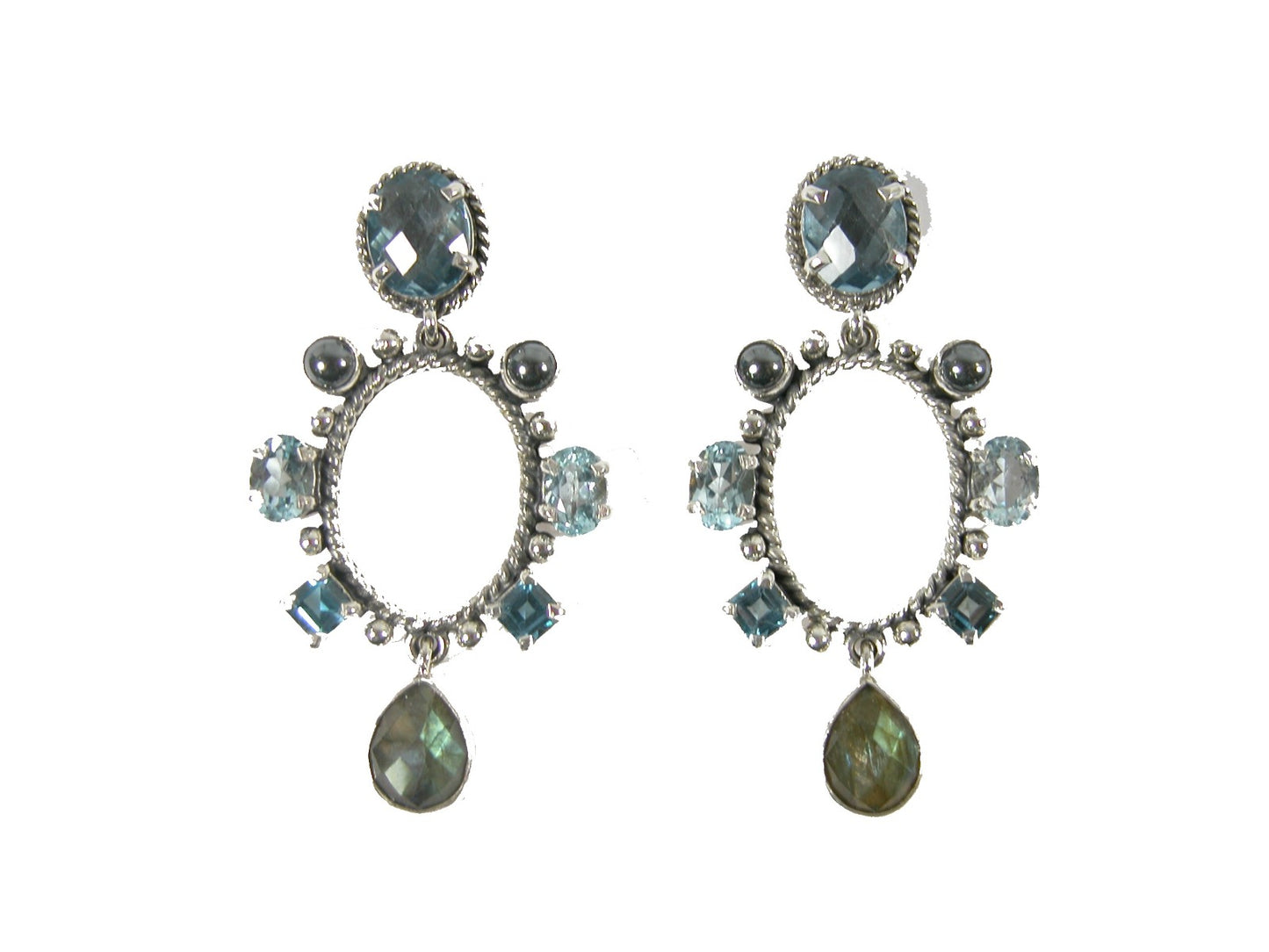 31892 Labradorite and Topaz Gemstone Earrings