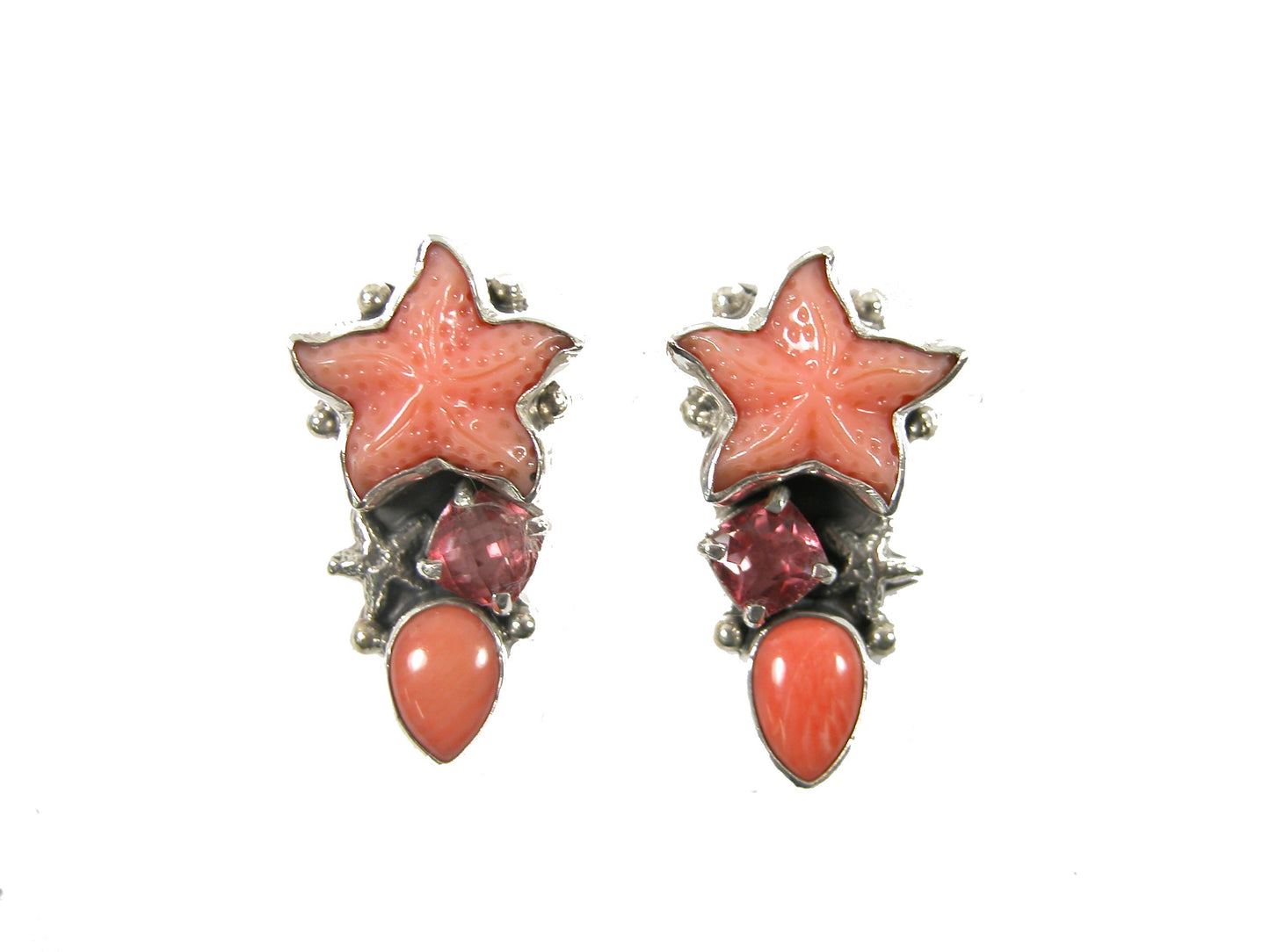 31922 Starfish 3 Piece Sterling Silver Earrings