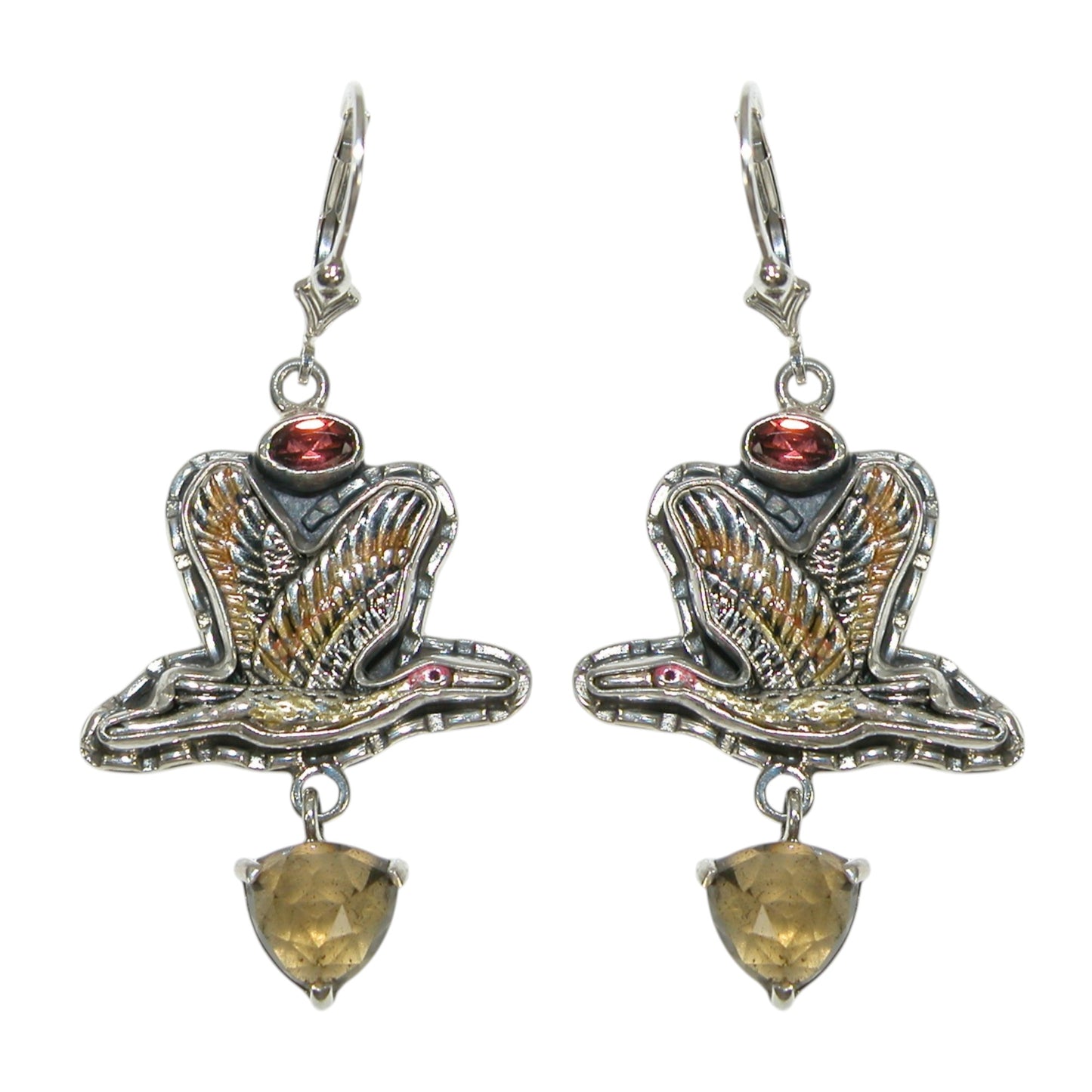 31925A Citrine Hand Enamel Sterling Silver Earrings