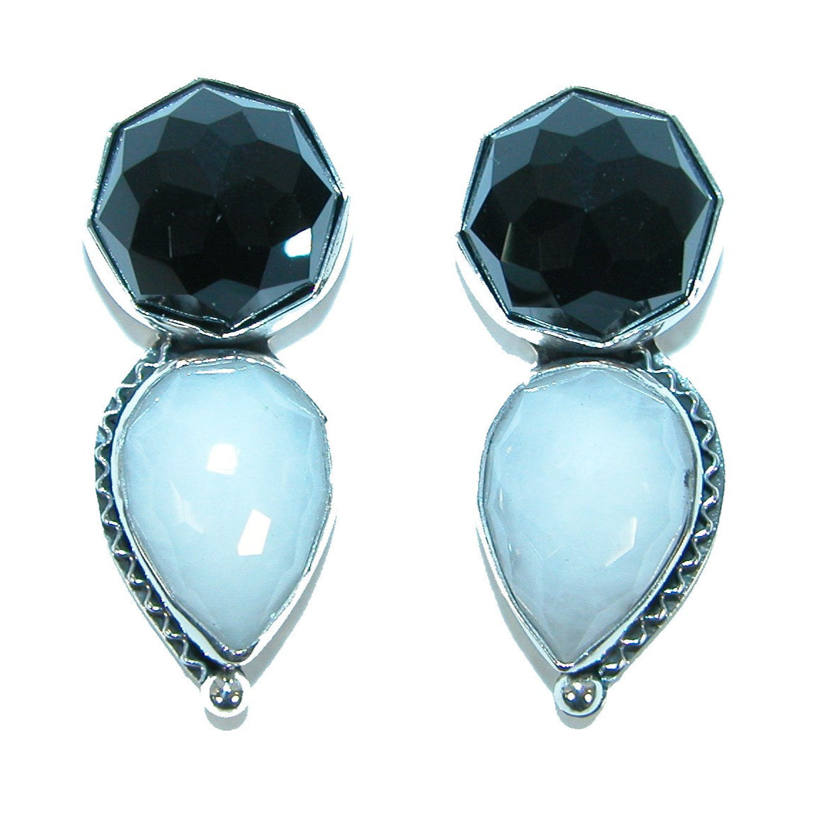 31960 Carved Black Onyx Sterling Silver Earrings