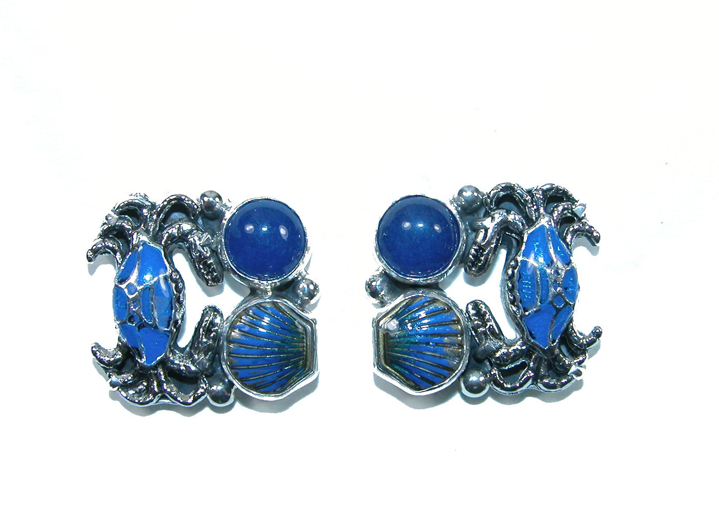 32031 Blue Lapis Crab Sterling Silver Earrings
