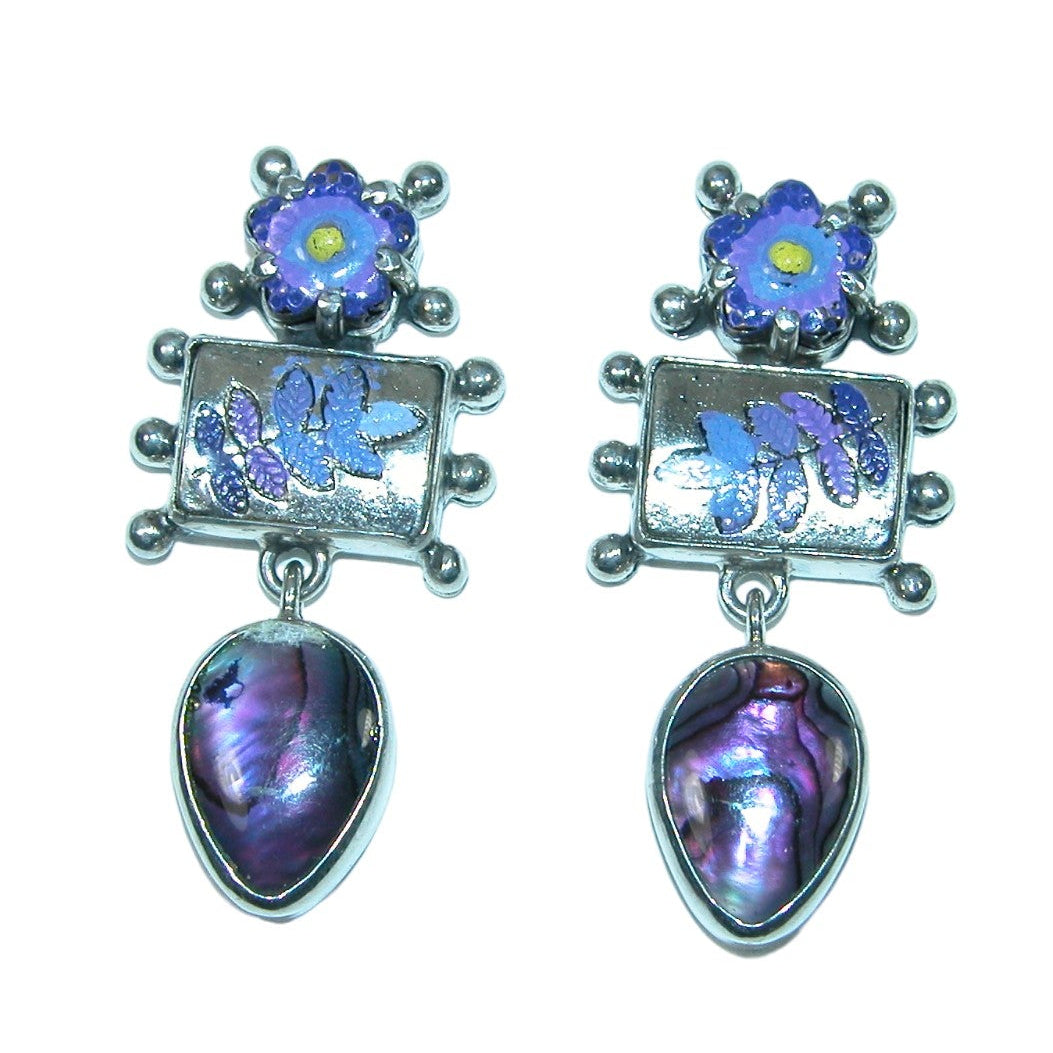 32217 Abalone, Hand Enameling Sterling Silver Earrings
