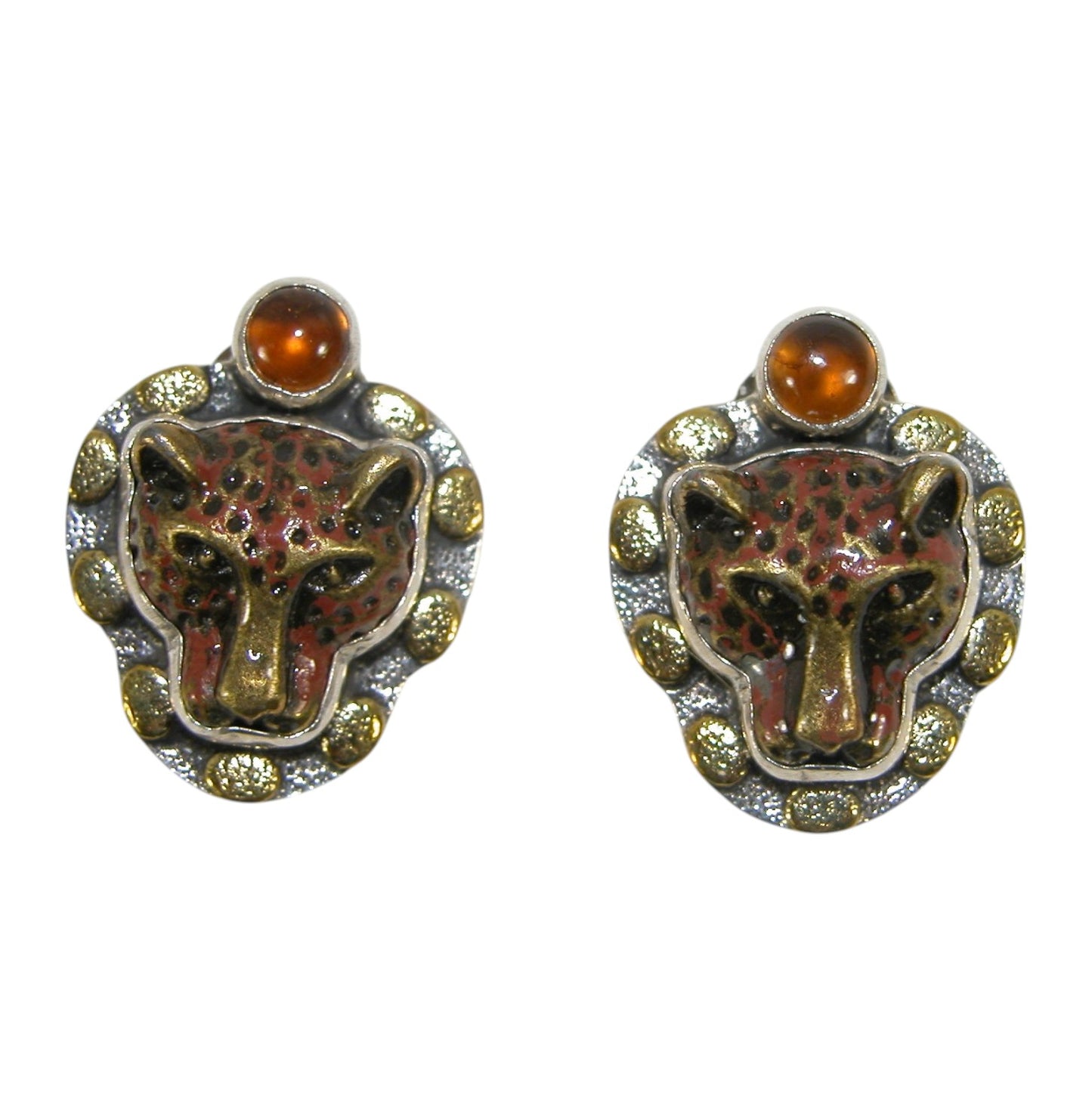 32241 Leopard Hessonite Sterling Silver Earrings