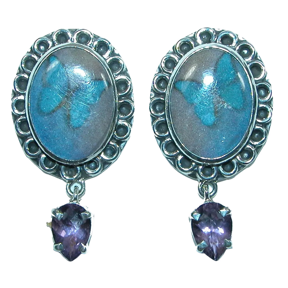 32245 Hand Made Tile, Amethyst Sterling Silver Earrings