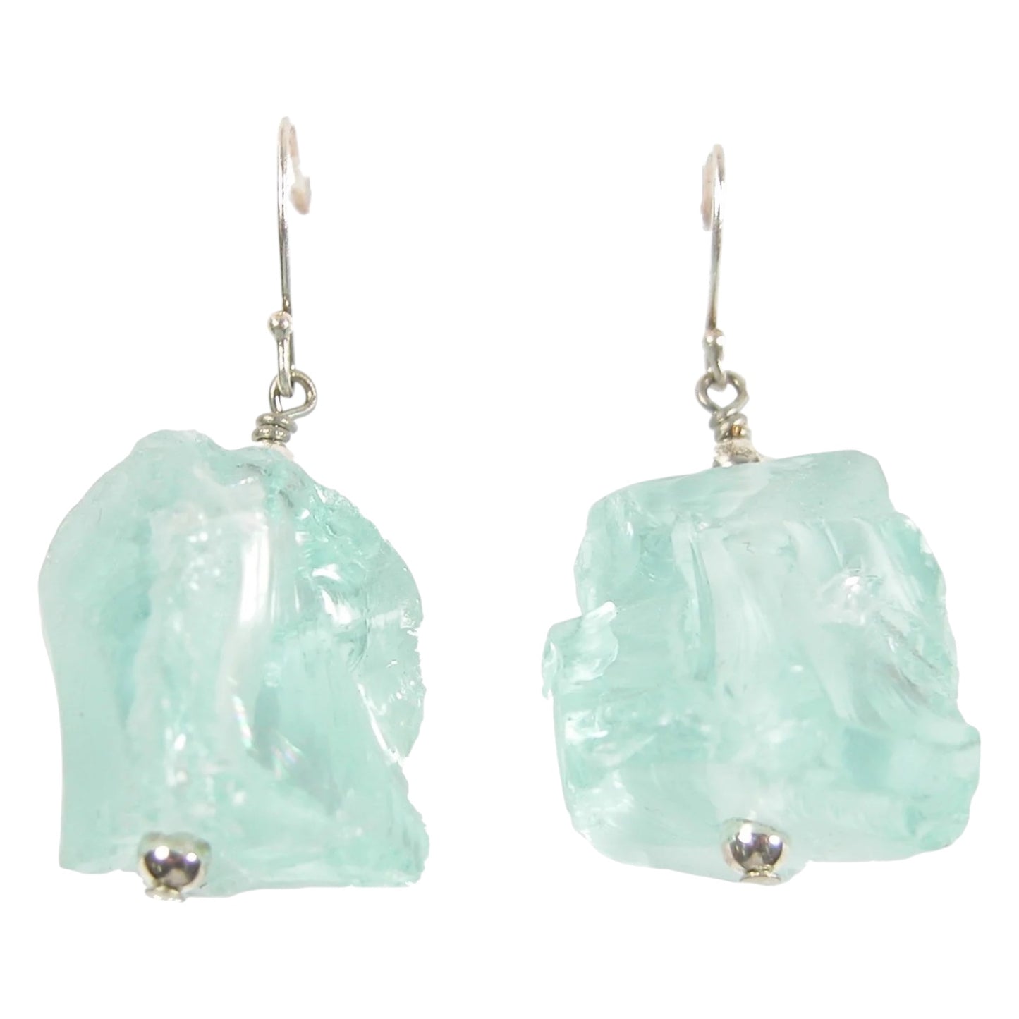 Aqua Quartz Drop Sterling Silver Earrings