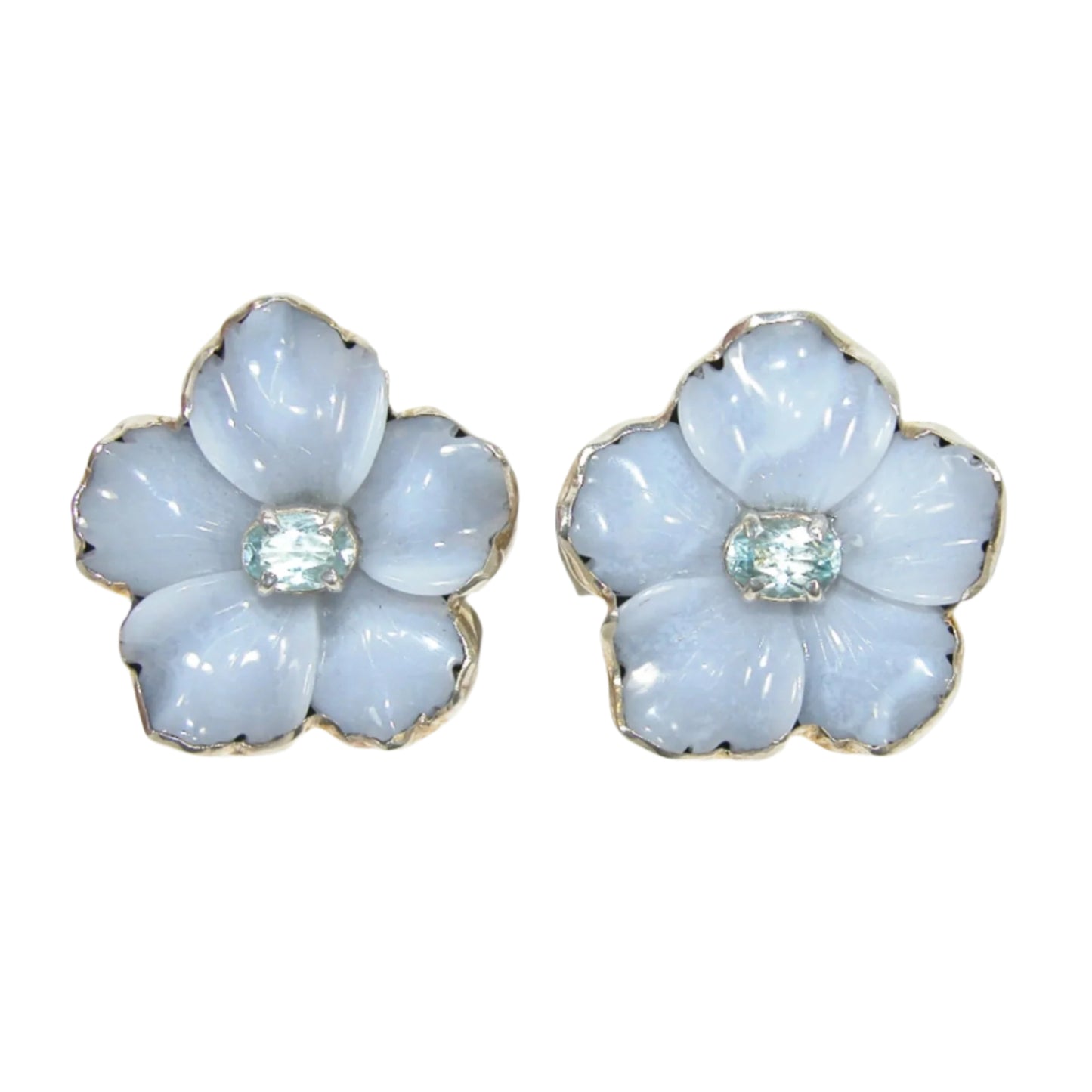 Blue Lace Agate, Blue Topaz Sterling Silver Earrings