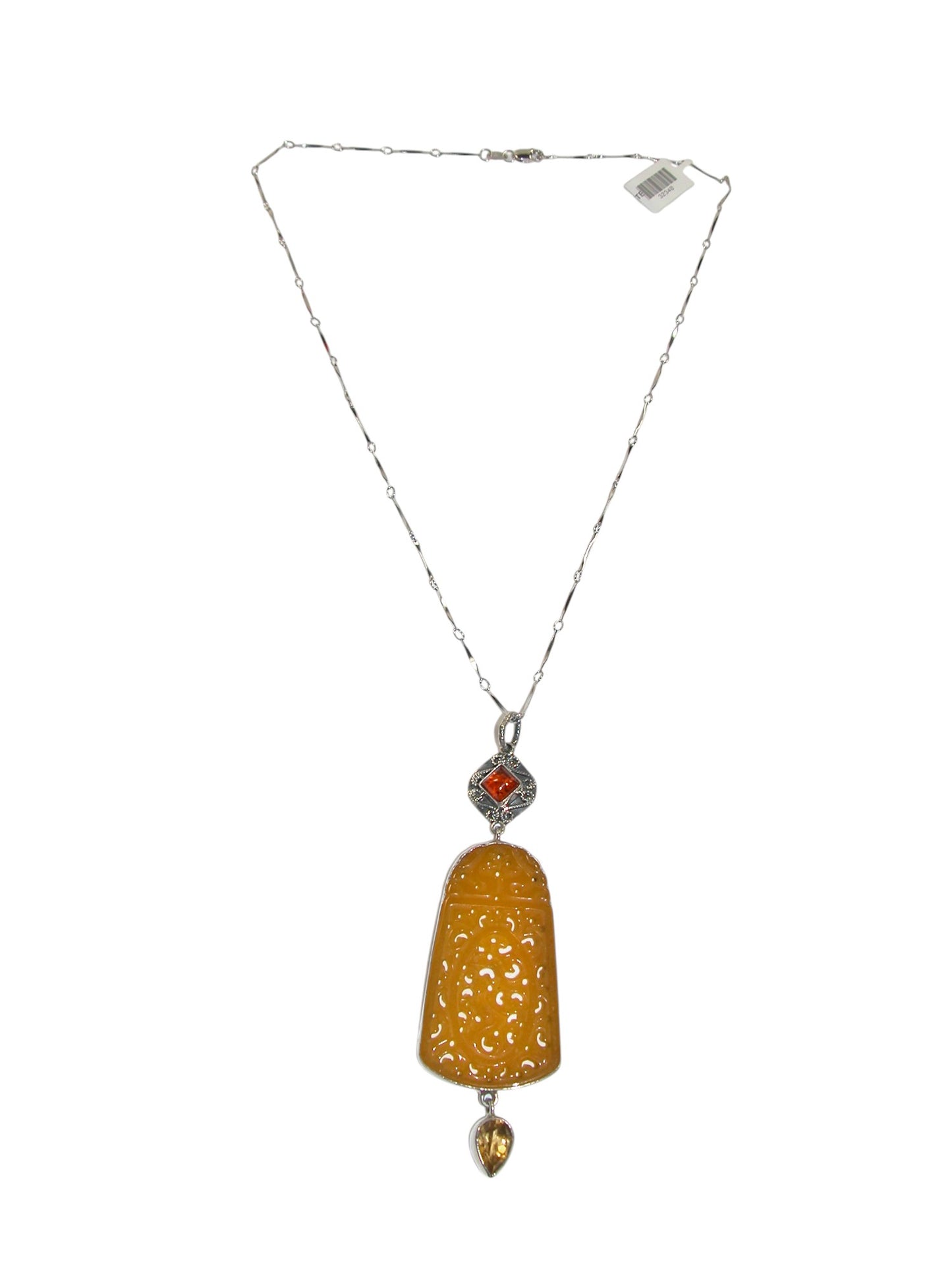 32348 Carved Yellow Agate Necklace