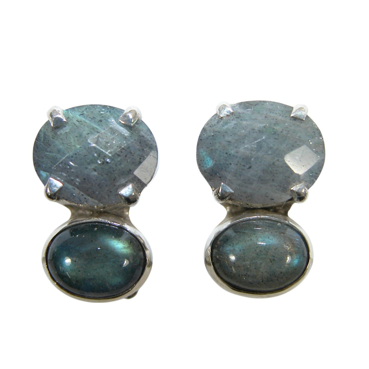 32375 Labradorite Faceted 2 Stone Sterling Silver Earring