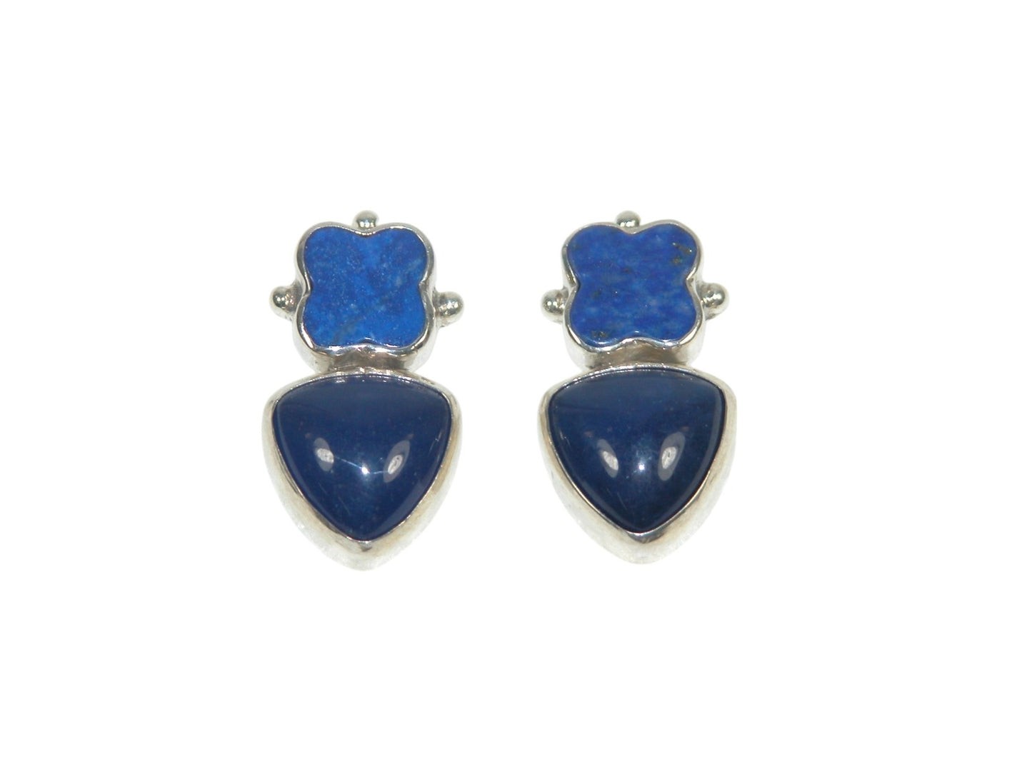 32377 Two Stone Lapis and Agate Earrings